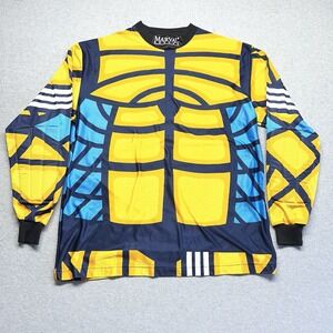 Marval Predator Yellow Blue Skeleton Soccer Goalie Futbol Jersey XL VINTAGE